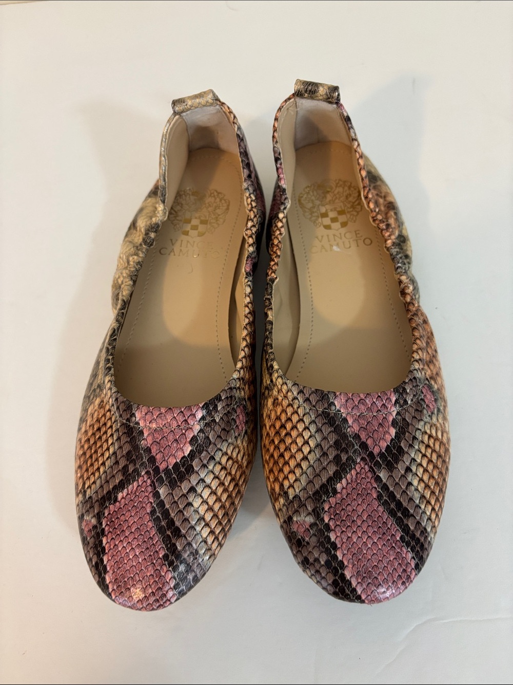 Vince Comuto Leather Snakeskin Ballet Flats Size 7.5 M - Picture 2 of 14
